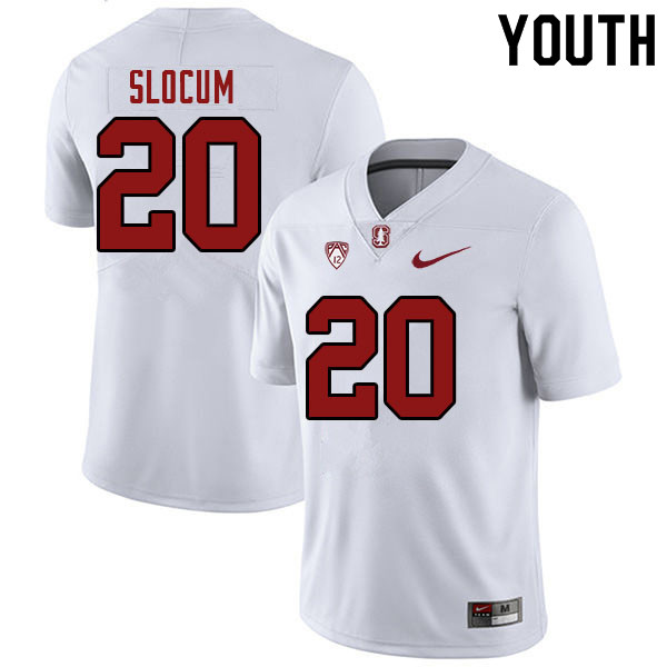 Youth #20 Jaden Slocum Stanford Cardinal College Football Jerseys Sale-White